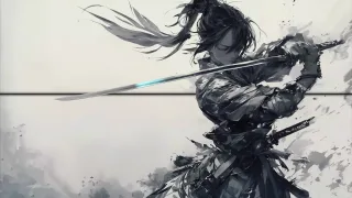 水墨武士挥剑