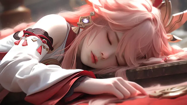 粉色少女安睡