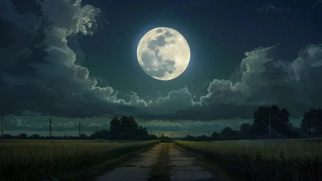 月夜乡间小路