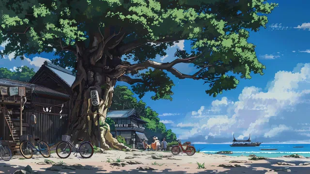海边大树小屋