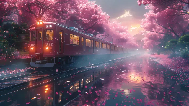 樱花列车穿行