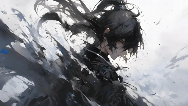 水墨少年侧影