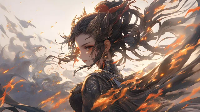 烈焰中的黑羽少女