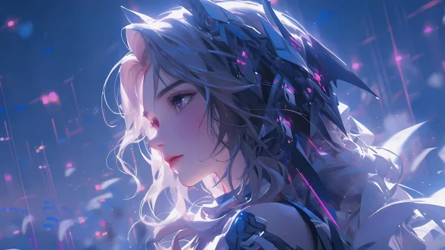 蓝眸少女侧颜