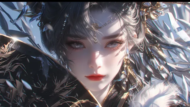 雪夜银发少女