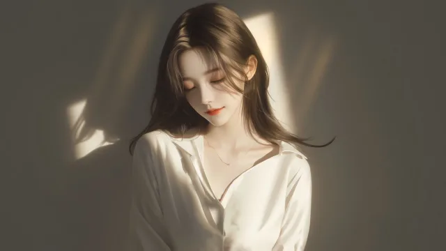 光影中的少女