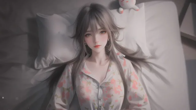 少女枕边凝视