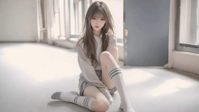 少女窗边静坐