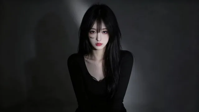 暗夜红唇少女