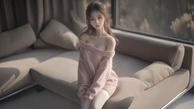 粉色毛衣少女