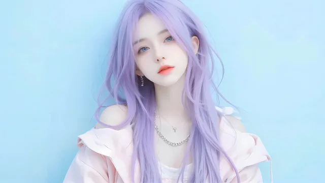 紫发少女佩戴项链