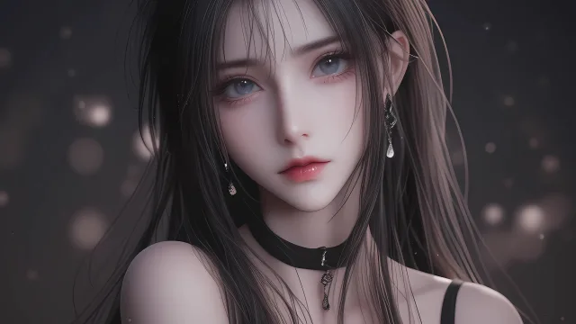 黑眸红唇少女