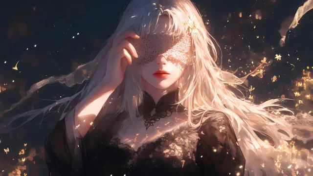白纱遮眼少女