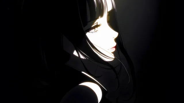 暗夜侧颜少女