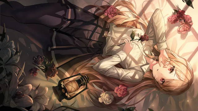 玫瑰少女躺卧