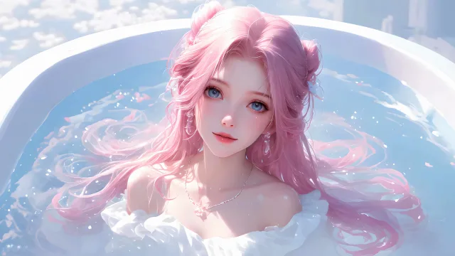 粉发少女沐浴