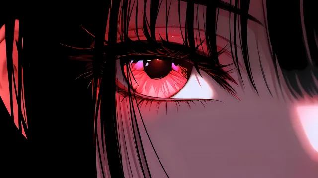 红瞳凝视少女