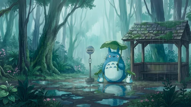 龙猫雨停等车