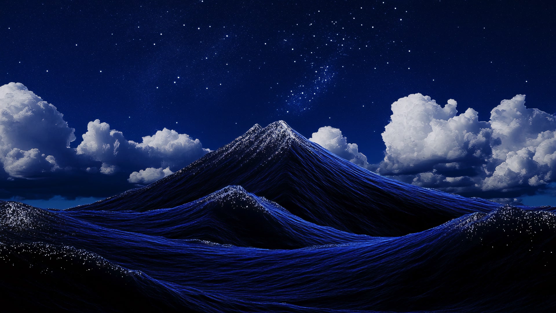 星空下的雪山