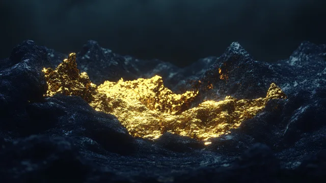 暗夜金辉山峦