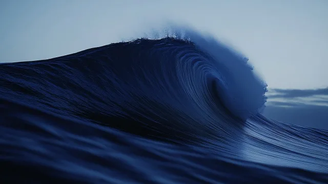 深蓝海浪卷起