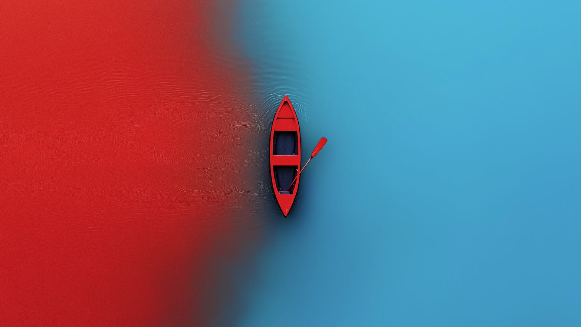 红蓝分界小船