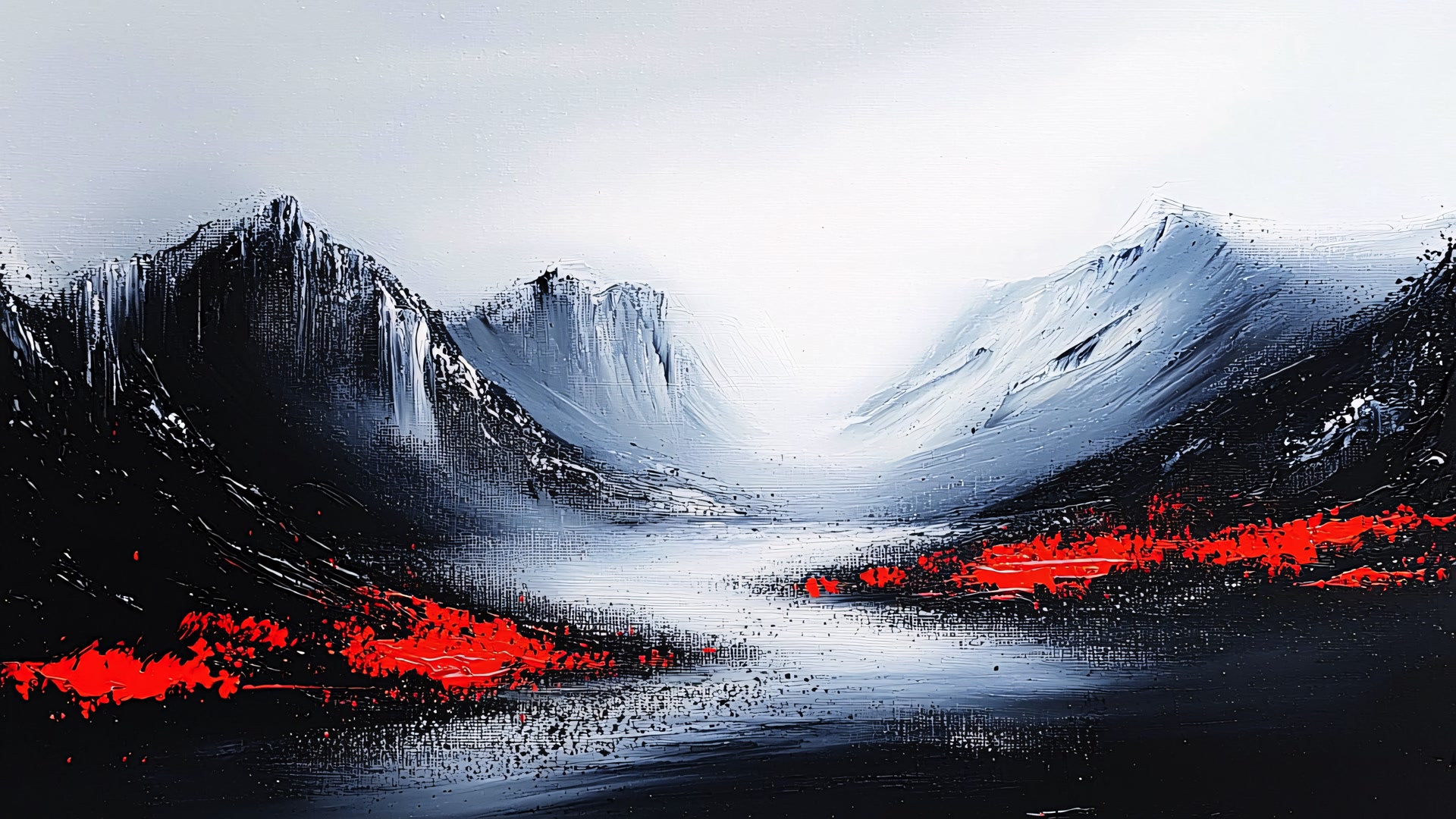 雪山红焰壁纸