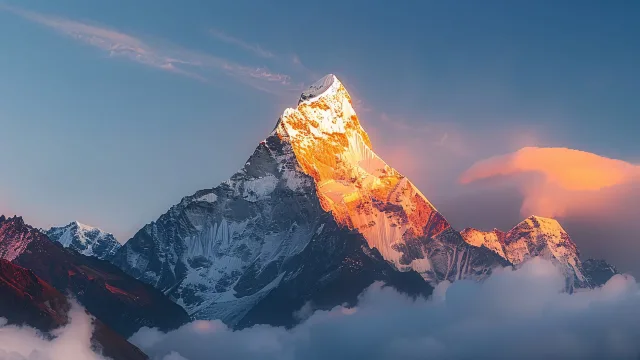 雪山金光云海