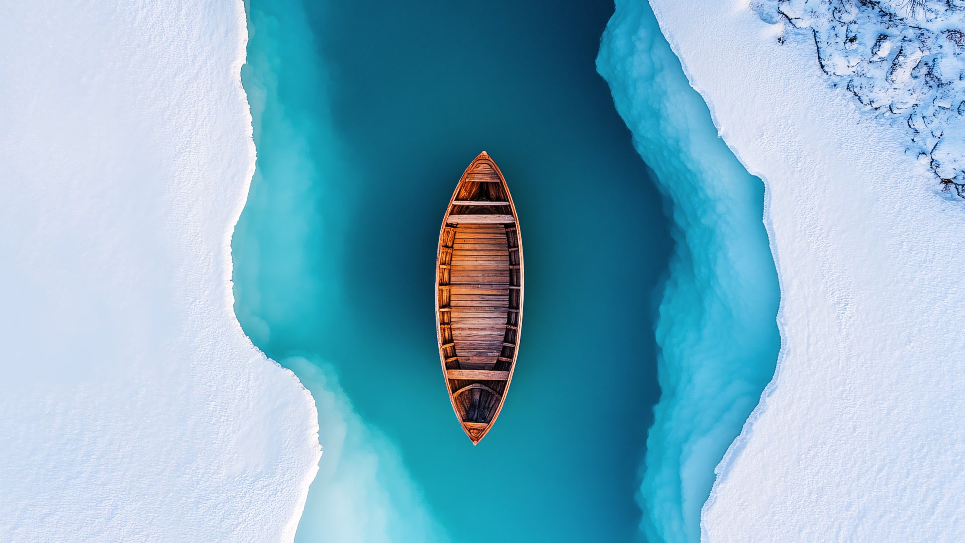雪河独舟图