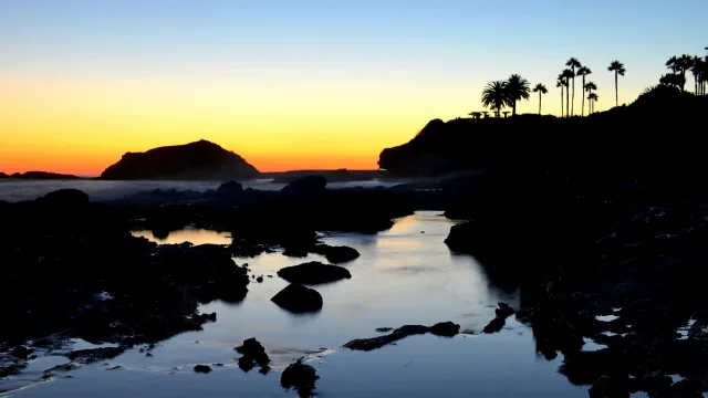 日落海岸剪影