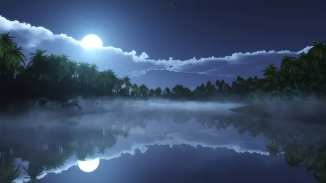 月照静谧湖
