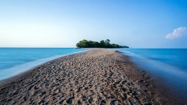 沙洲连岛景