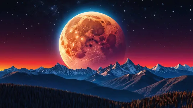 巨星悬于山巅