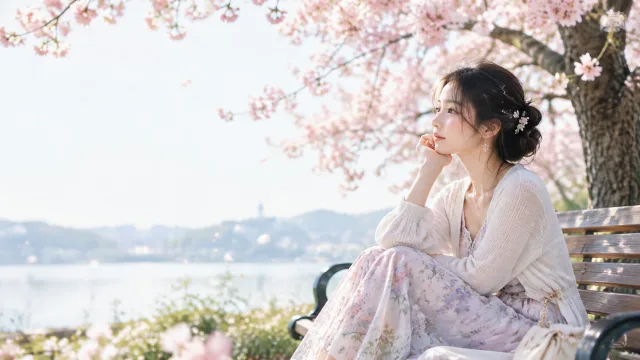 樱花树下的凝望
