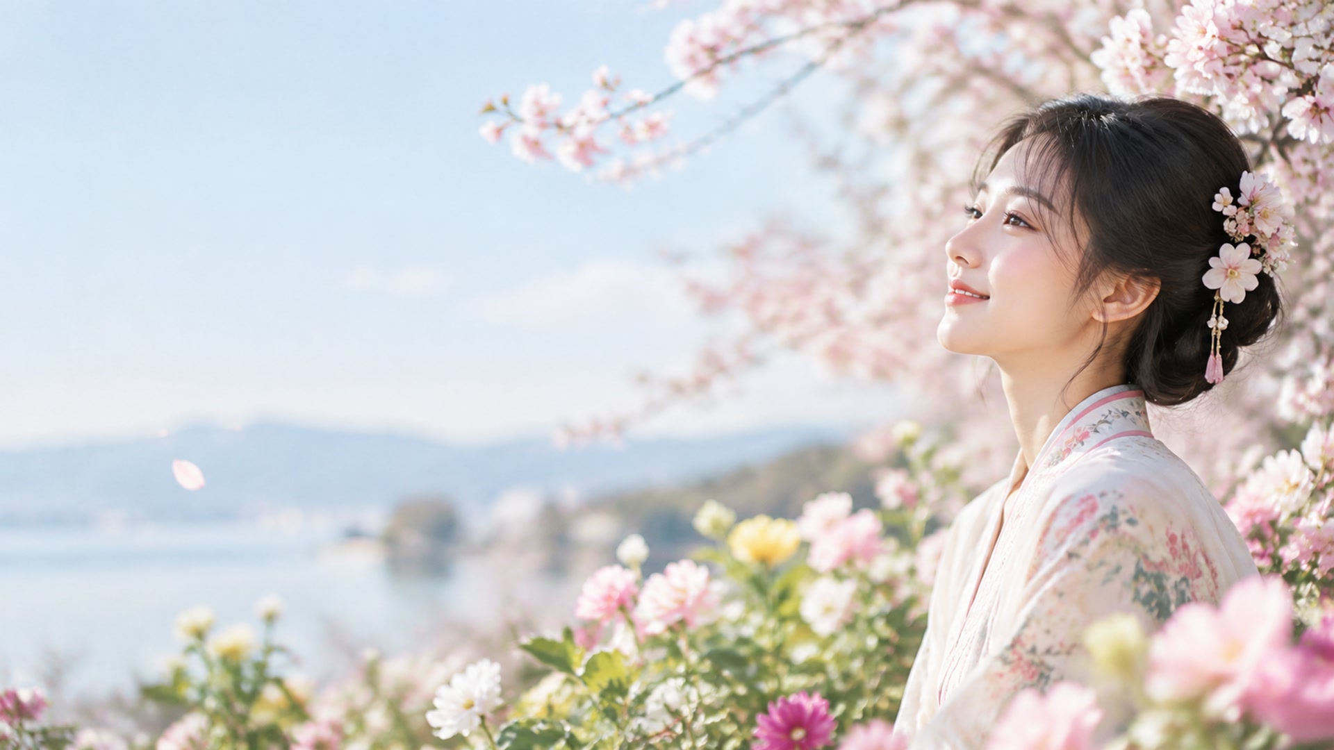 樱花少女春景