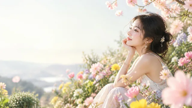 花海中的温柔凝望