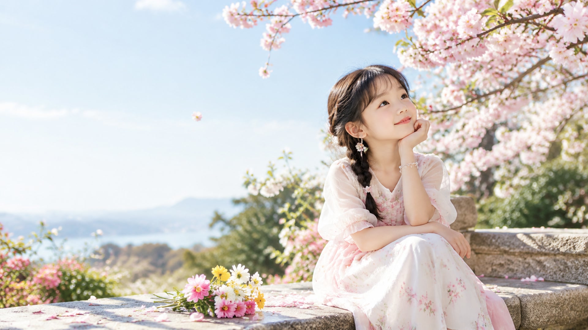 樱花树下的少女