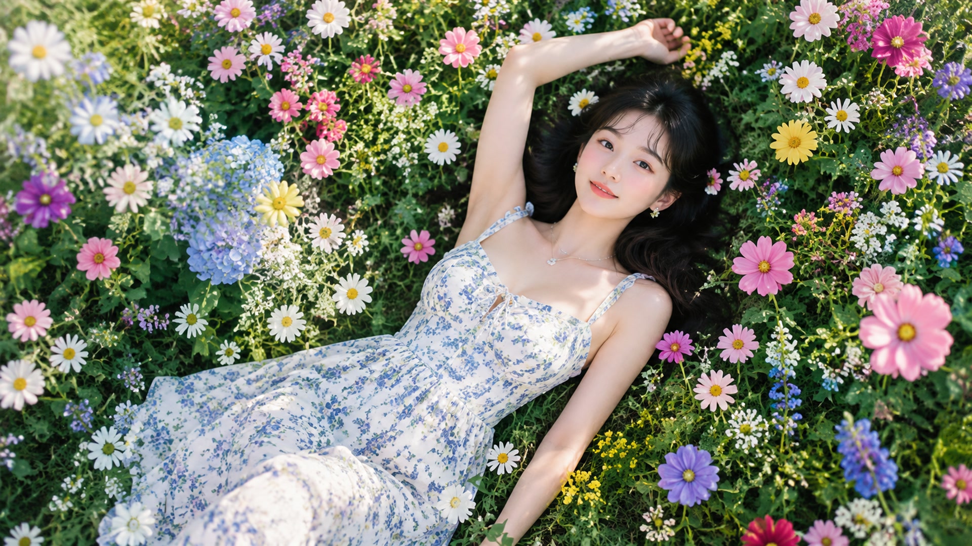 花海中的梦境少女