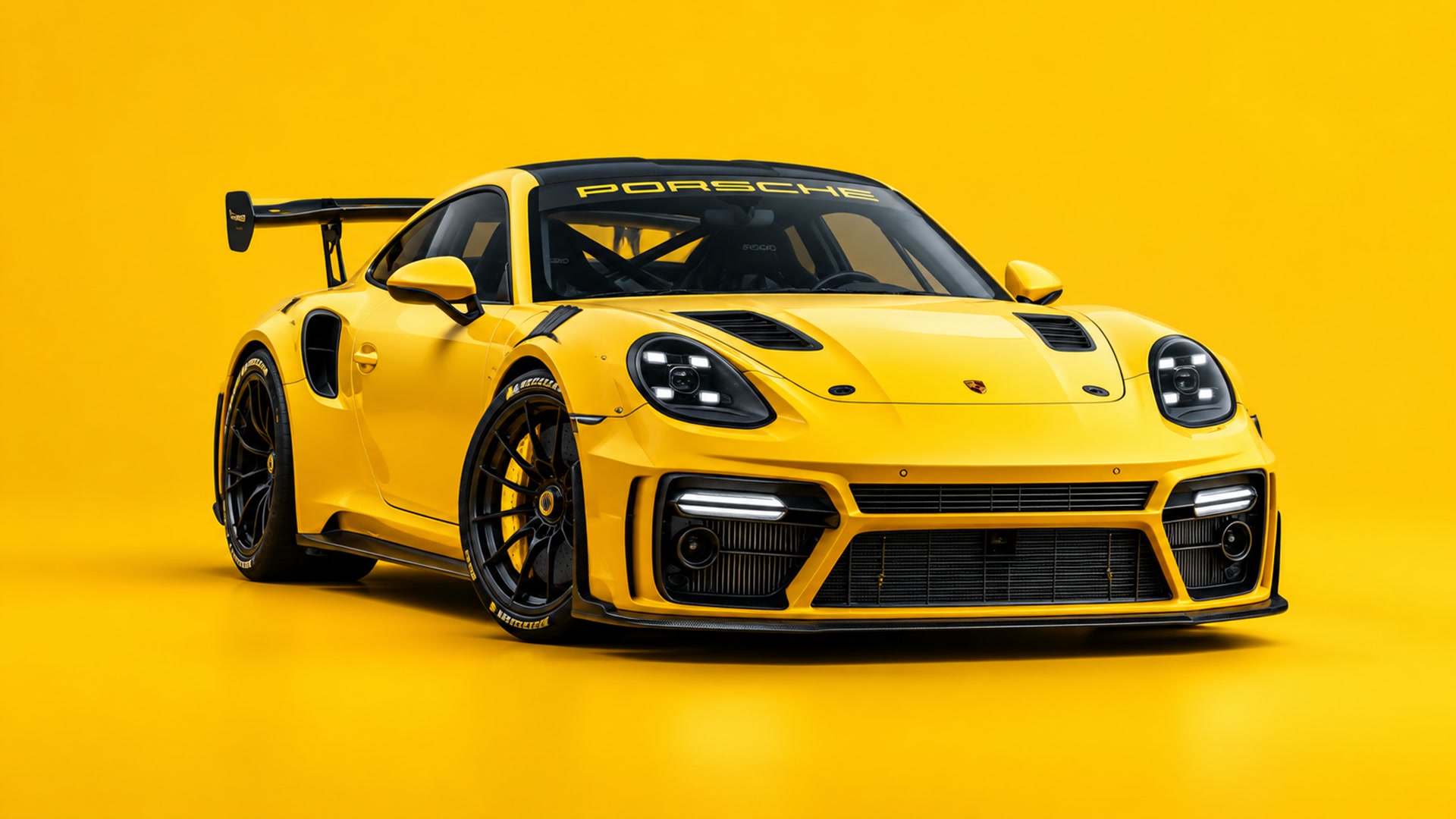 黄色保时捷赛车壁纸