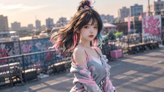 樱色街头少女光影