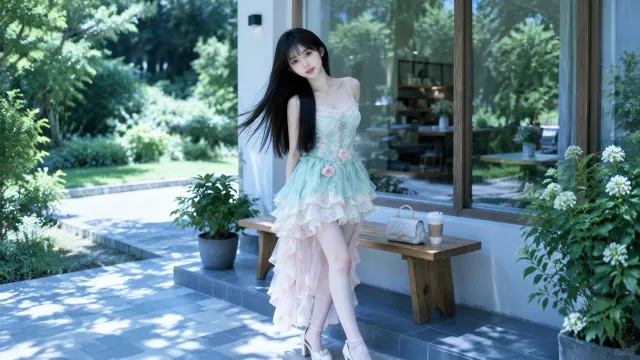 夏日庭院少女