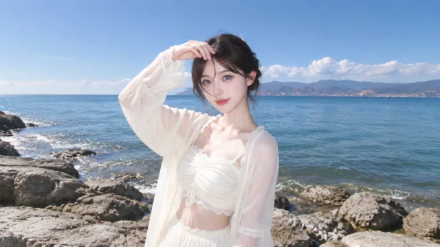 海风轻拂少女心