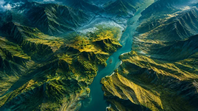 碧水穿行山谷