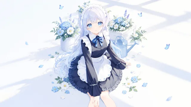蓝花园中的女仆