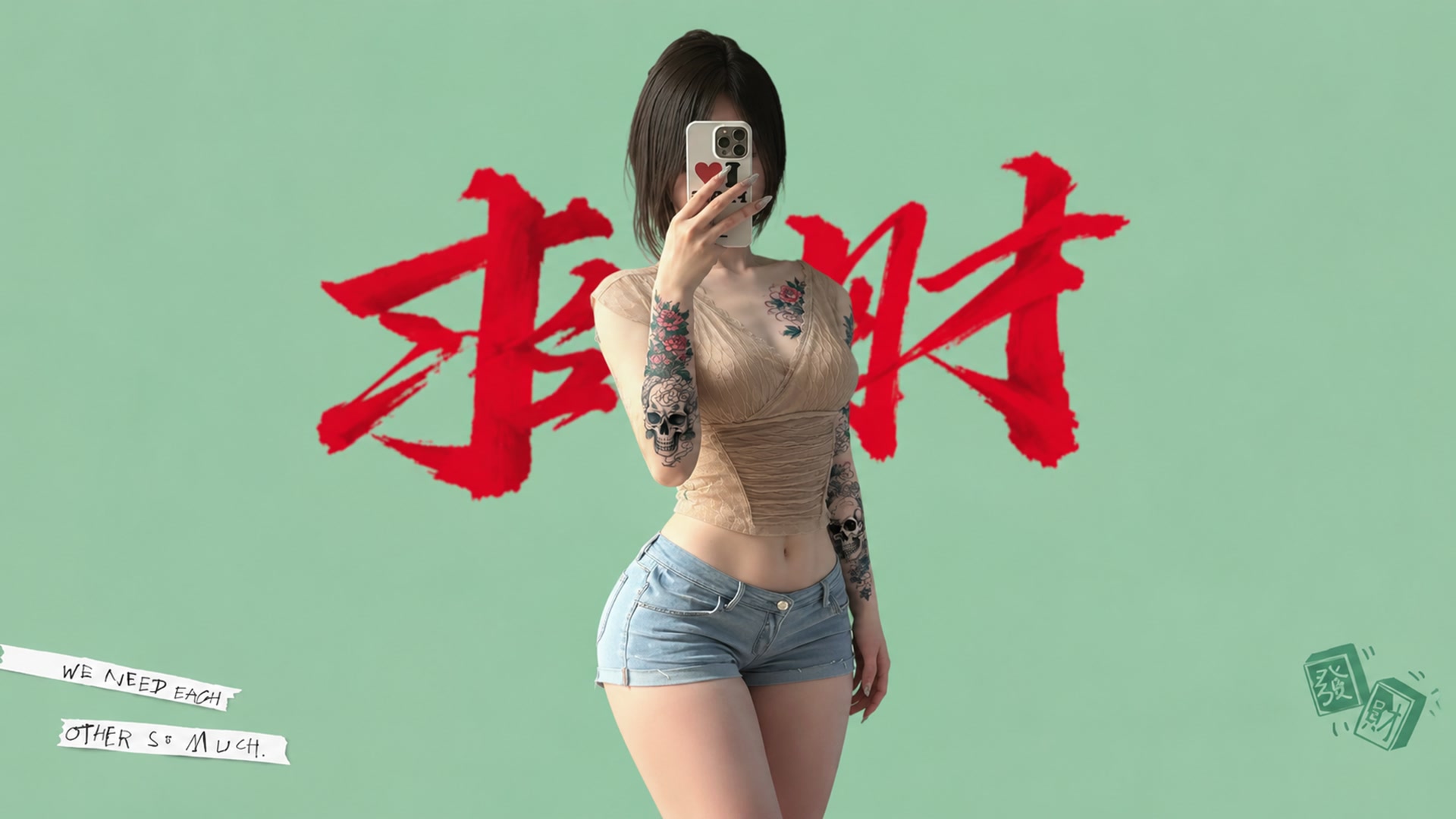 薄荷红字自拍女孩
