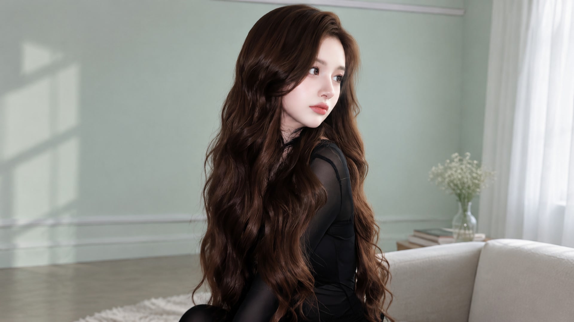 薄荷晨光长发少女