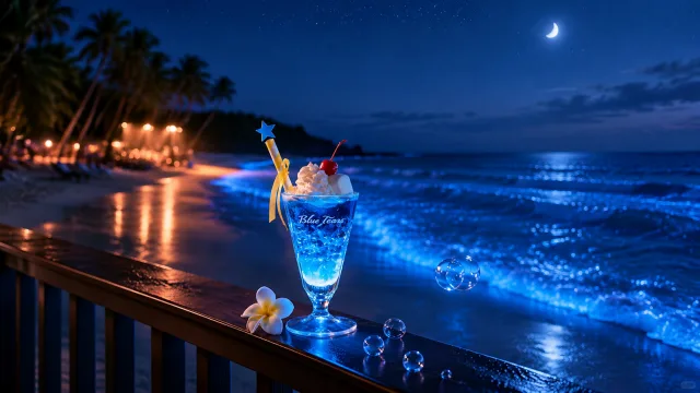 月下蓝色海韵