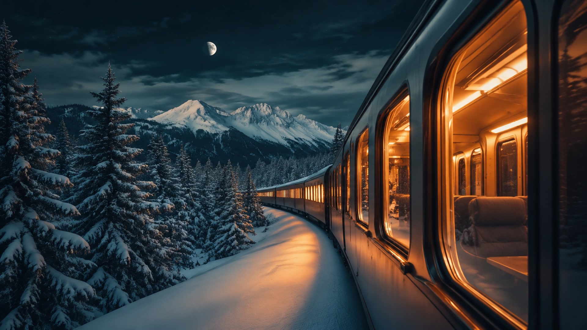 雪夜暖灯列车