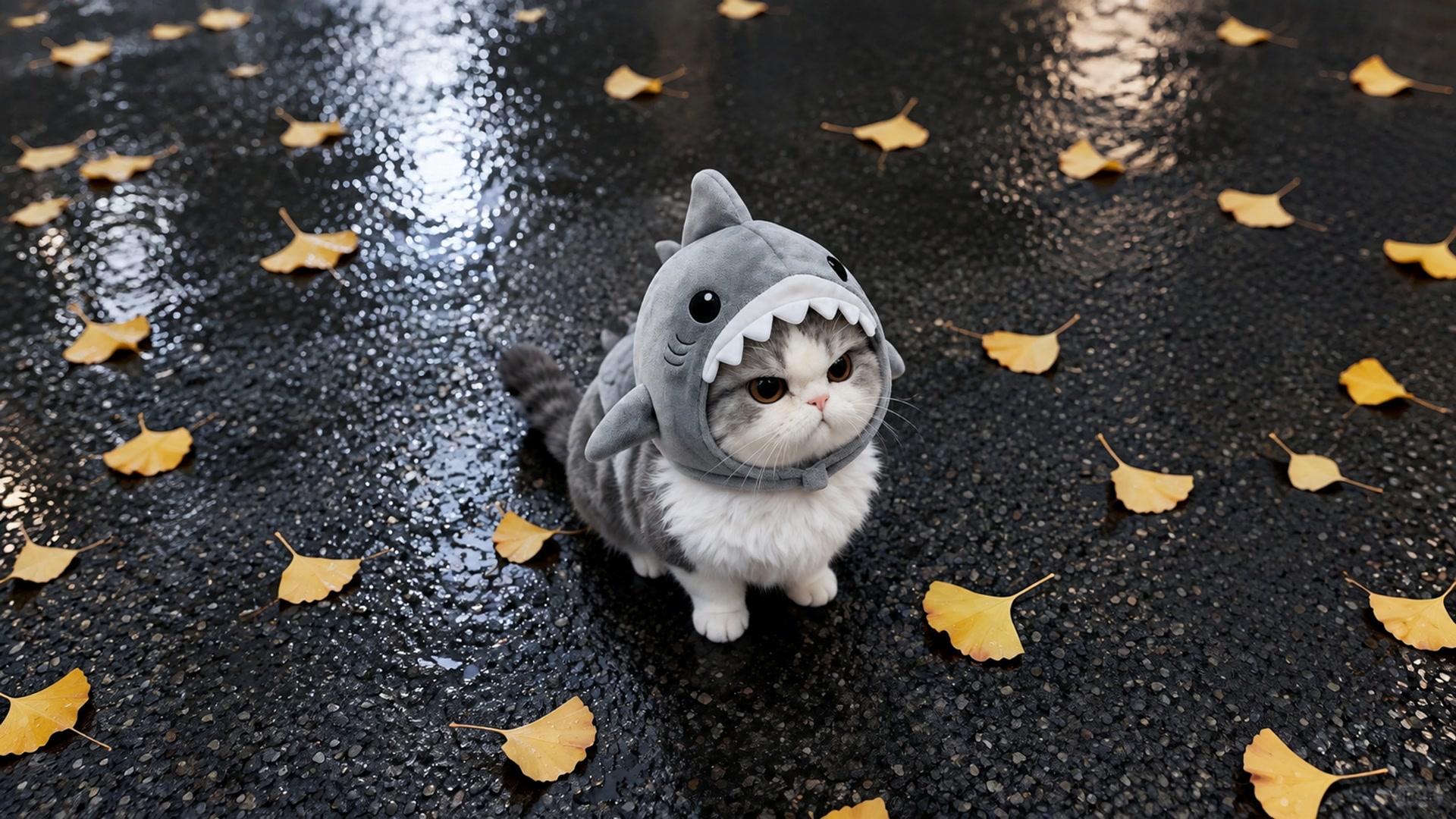 鲨鱼帽猫咪雨行