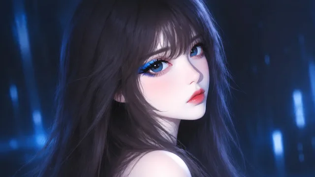 夜色蓝眸少女